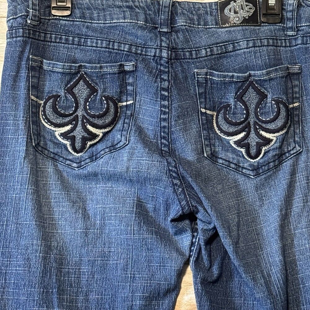 Vintage JNCO Skinny Y2K Denim Jeans Mens 34 x 30 Blue Embroidered Pockets